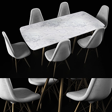 Sleek 6-Person Table Set 3D model image 1 