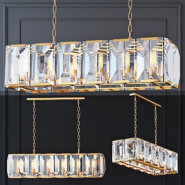 Harlow Square Gold Chandelier 3D model image 1 