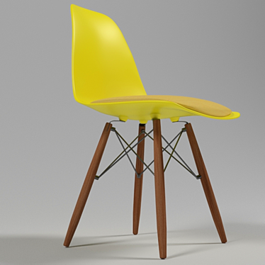 Modern Yellow Designer Chair with Cushion 3D model image 1 