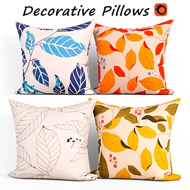 Floral Leaf Pillow Set 3D model image 1 