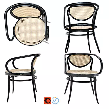 Stylish Thonet Chair Collection 3D model image 1 