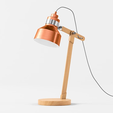 MADE Brett Lamp: Elegant Wood and Brushed Copper 3D model image 1 