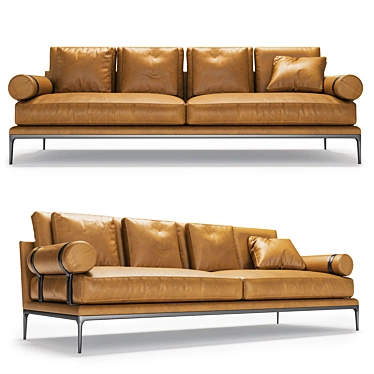 Contemporary Atoll Leather Sofa 3D model image 1 