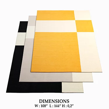 Modern Uranus Rugs: Honey Yellow, Grey, Black 3D model image 1 