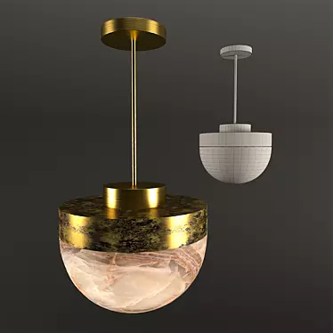 Lucid 300 Pendant: Captivating Alabaster & Brass 3D model image 1 