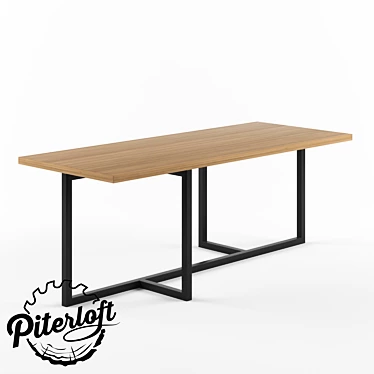 Industrial Loft Dining Table 3D model image 1 