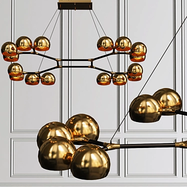 Exquisite Horus Gold Pendant Light 3D model image 1 