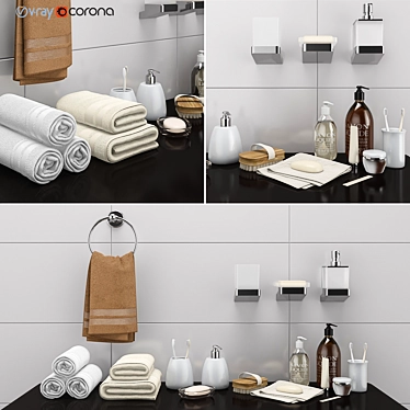 Elegant Bathroom Décor Set 3D model image 1 