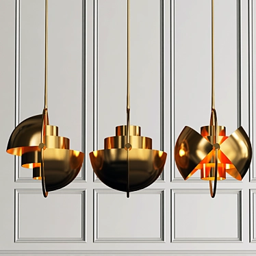 Modern Multi-Light Brass Pendant 3D model image 1 