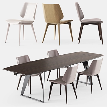 Modern Echoes Dining Set: Table & Kasuka Chair 3D model image 1 