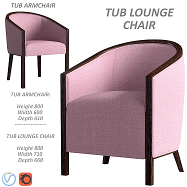 London Tub Lounge Chair: Modern Comfort for Your Space 3D model image 1 