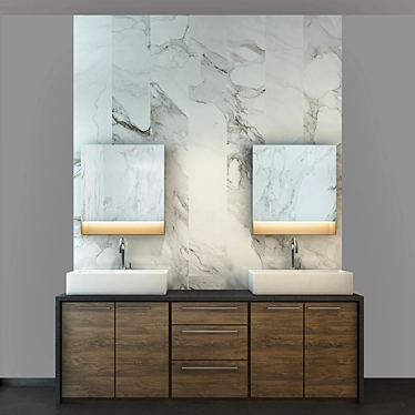 Modern White Bathroom Vanity 3D model image 1 