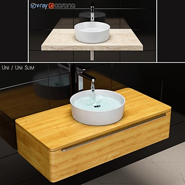 RAVAK Uni Slim Wash Basin - Modern Ceramic Sink 3D model image 1 