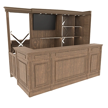 Stylish Bar Counter with Workspace 3D model image 1 