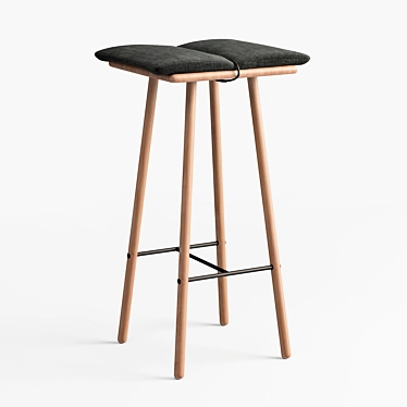 Natural Oak Counter Stool 3D model image 1 