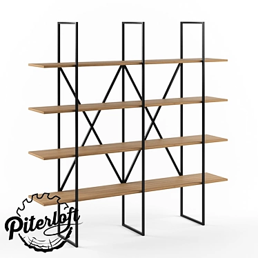 Industrial Loft Iron Storage Rack 3D model image 1 