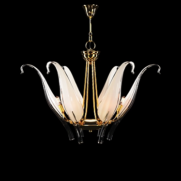 Vintage Murano Glass Iris Leaves Chandelier 3D model image 1 