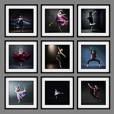 Ballet Frame Art Collection - Set of 12 3D model image 1 