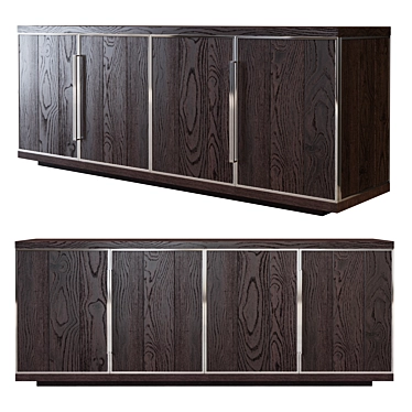 Elegant Oak Dresser with Nickel Finish 3D model image 1 