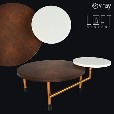 LoftDesigne 6826: Stylish Wood and Metal Coffee Table 3D model image 1 