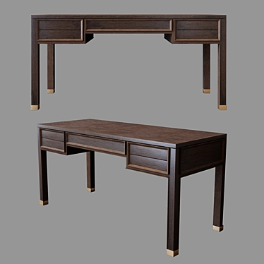Luxurious Eichholtz Brown Oak Desk 3D model image 1 