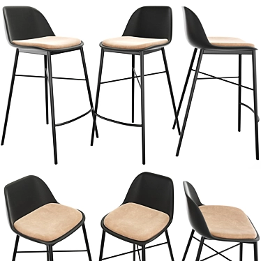 Sleek Modern Bar Stool 3D model image 1 