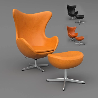 Leather Egg Chair Ottoman Arne Jacobsen - Vray + Corona - PBR 2k 3 mat