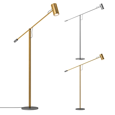 Sleek Chrome Cantilever Floor Lamp 3D model image 1 