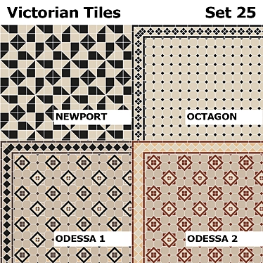 Victorian Tiles Set by Topcer: Newport, Octagon, Odessa1, Odessa2 3D model image 1 