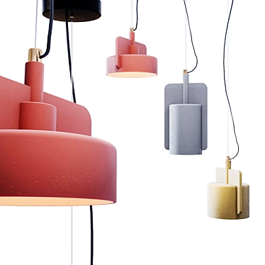 Industrial Cement Pendant Light 3D model image 1 