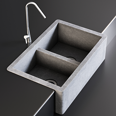 Modern Stainless Steel Farmhouse Sink 3D model image 1 