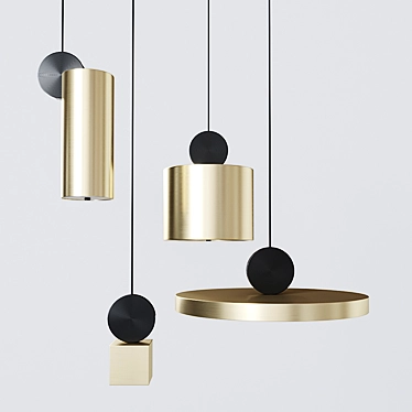 Modern Brass Pendant Lamp: Calee 3D model image 1 