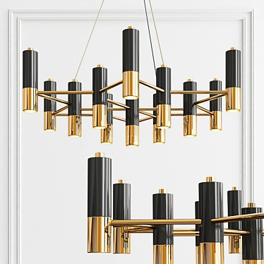 Elegant Ike Chandelier: Black & Gold 3D model image 1 