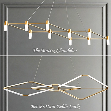 Sleek Brass Chandelier - Zelda 3D model image 1 