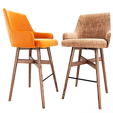 Title: Sleek Swivel Bar Stool - Corona Compatible 3D model image 1 