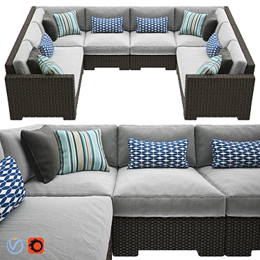 Crate & Barrel 6-Piece Ventura Loveseat 3D model image 1 