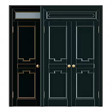 Elegant Reshelier Double Doors 3D model image 1 