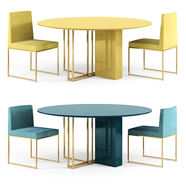 Chic Meridiani Plinto Table & Rider Chairs 3D model image 1 