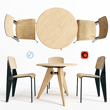 Elegant Vitra Dining Table: Stylish & Functional 3D model image 1 