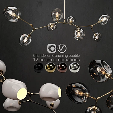 Modern Branching Bubble Chandelier 3D model image 1 