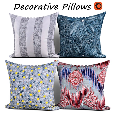 Velvet Print Decorative Pillows 3D model image 1 