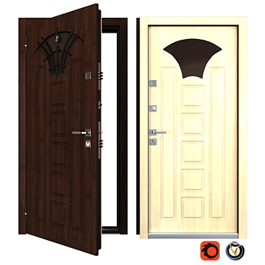 Vesuvius Entrance Metal Door: Your Frame 3D model image 1 