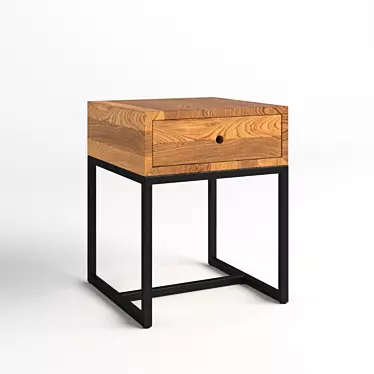 Rustic Oak Bedside Table 3D model image 1 