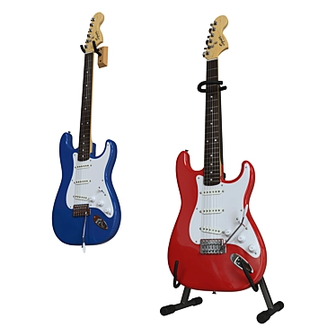 Electric Squier Affinity Stratocaster - Blue/Red 3D model image 1 