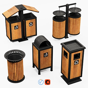 Outdoor wooden trash bins