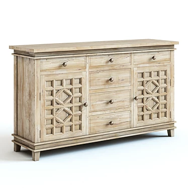 Elegant Luella Extra Wide Dresser 3D model image 1 