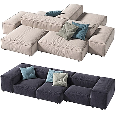 Luxury Living Divani Sofa Set 3D model image 1 