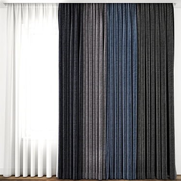 Elegant Drapery: Intricately Detailed Curtain 3D model image 1 