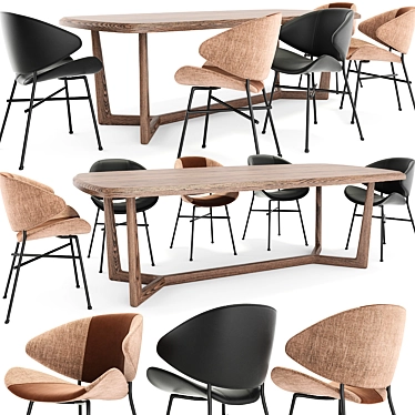 Elegant Set of 8 Dining Chairs 3D model image 1 