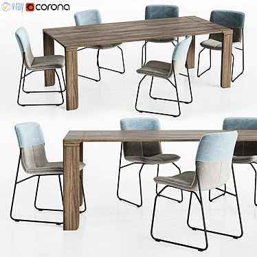 Elegant Dining Set: Ditte Chair, Yama Table & More 3D model image 1 